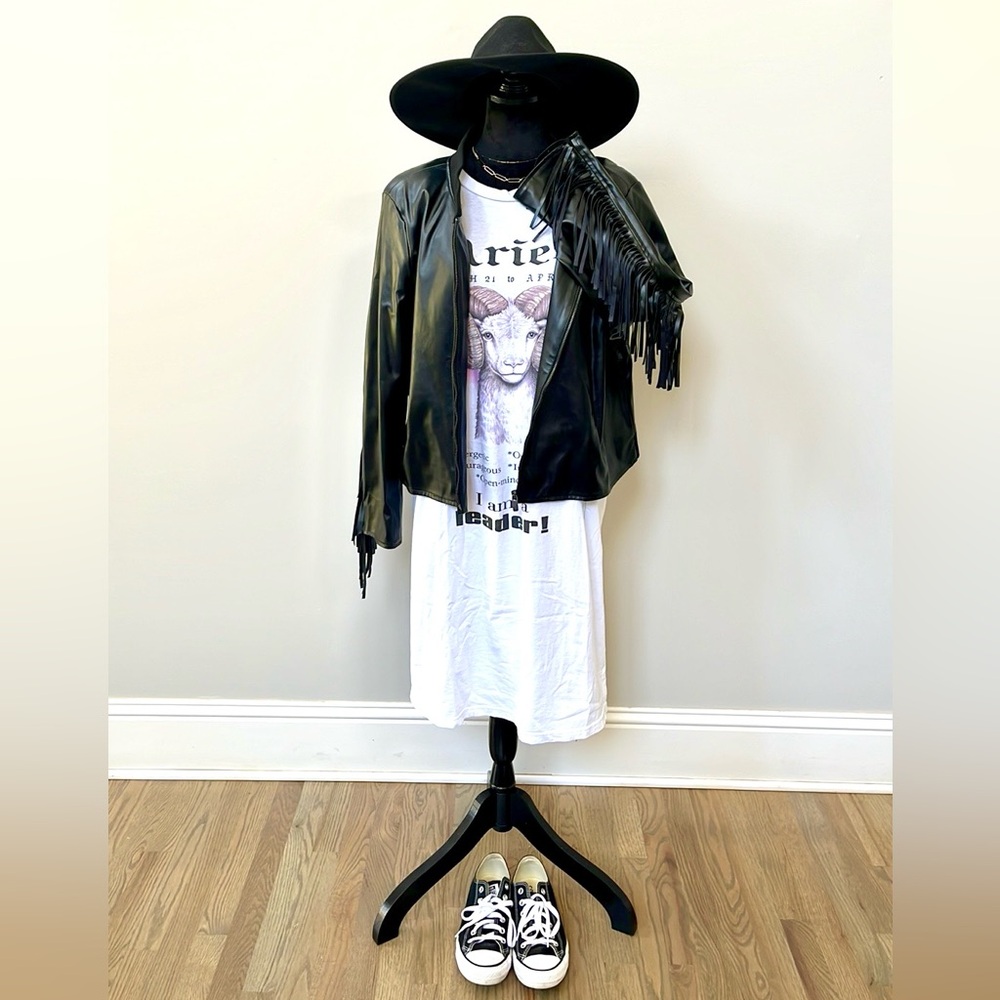 Faux Leather Fringe Jacket